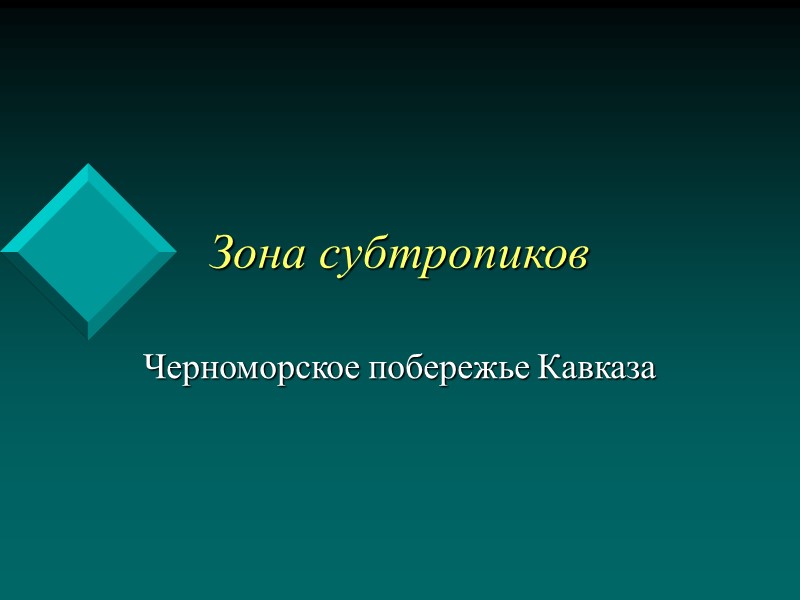 Зона субтропиков  Черноморское побережье Кавказа